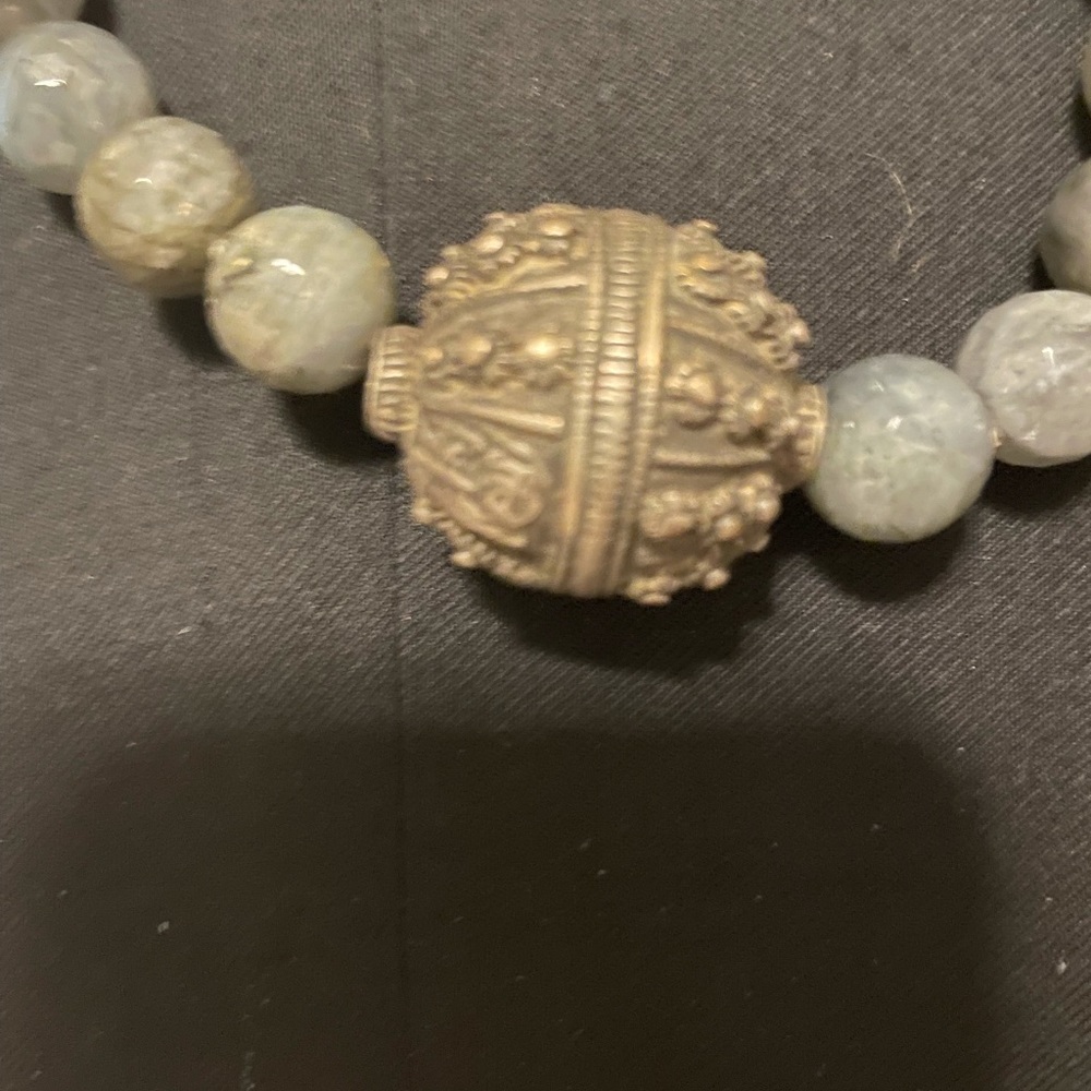 Yemen vintage silver beads labradorite bead necklace by Designer Ria B